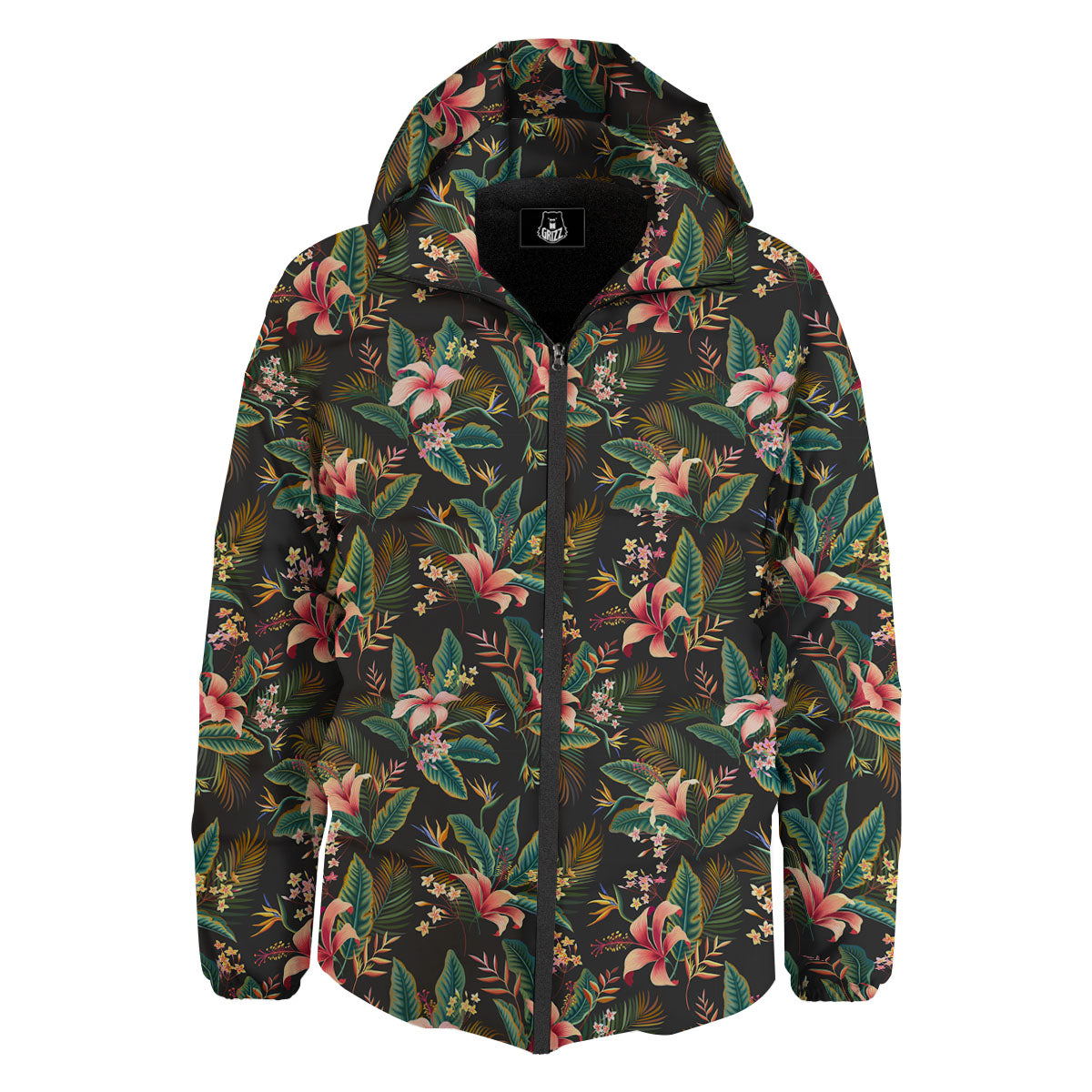 Floral Hawaiian Print Pattern Down Jacket-grizzshop