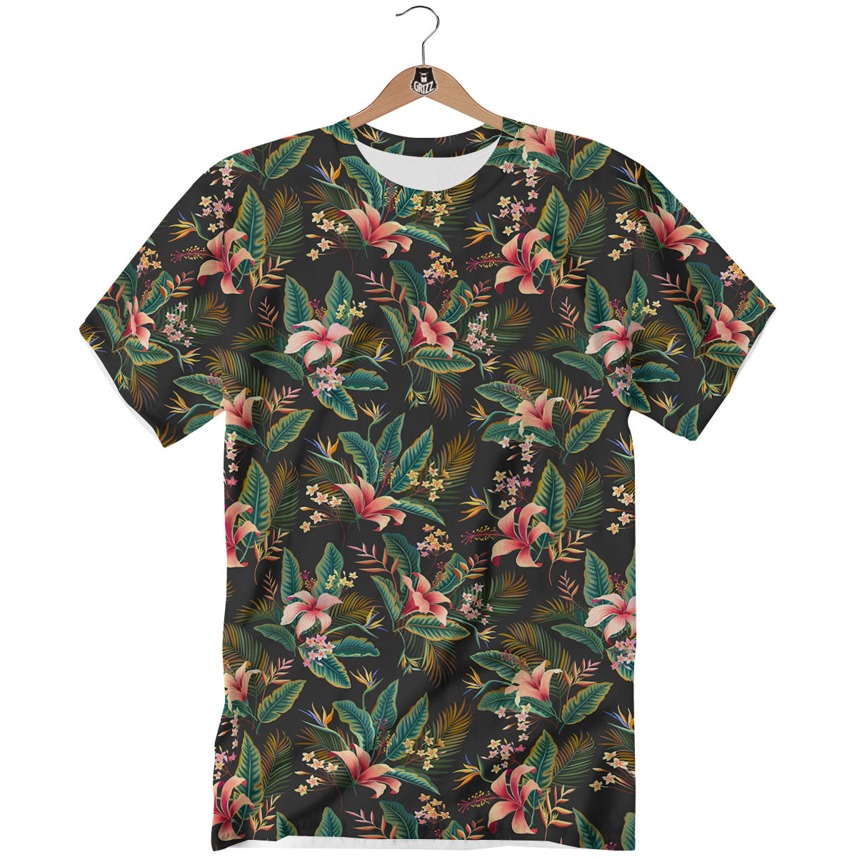 Floral Hawaiian Print Pattern T-Shirt-grizzshop