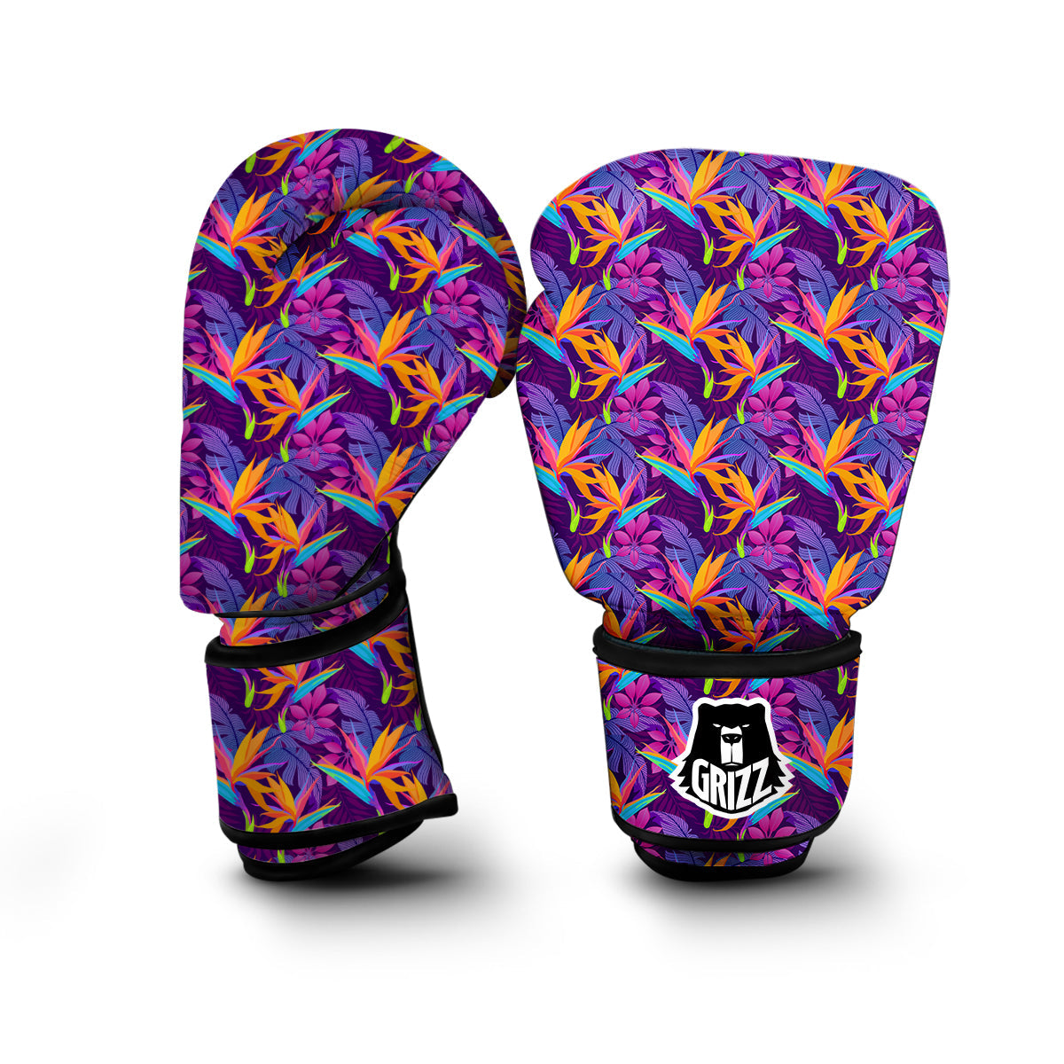 Floral Hawaiian Tropical Palm Leaves Pattern Print Boxing Gloves-grizzshop