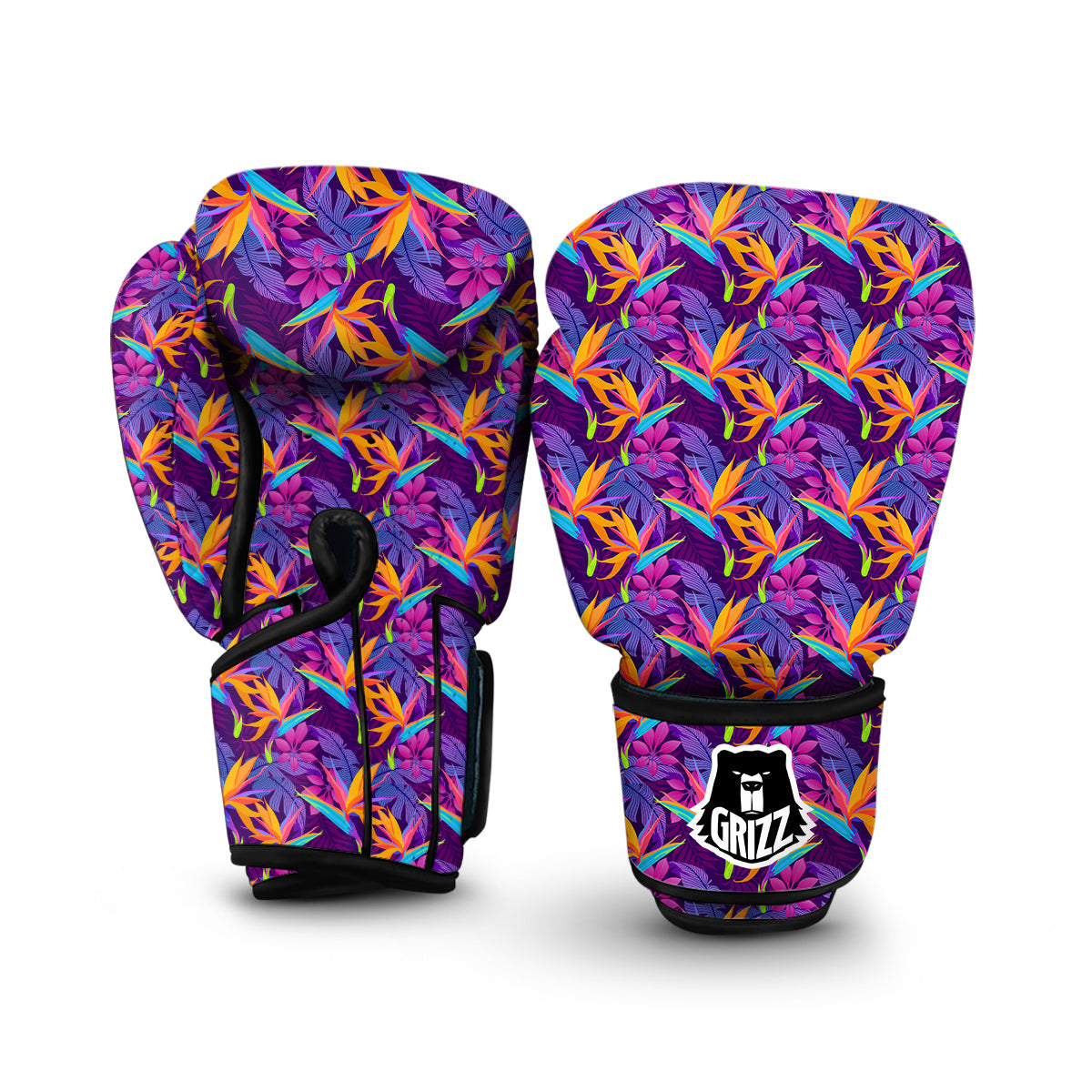 Floral Hawaiian Tropical Palm Leaves Pattern Print Boxing Gloves-grizzshop