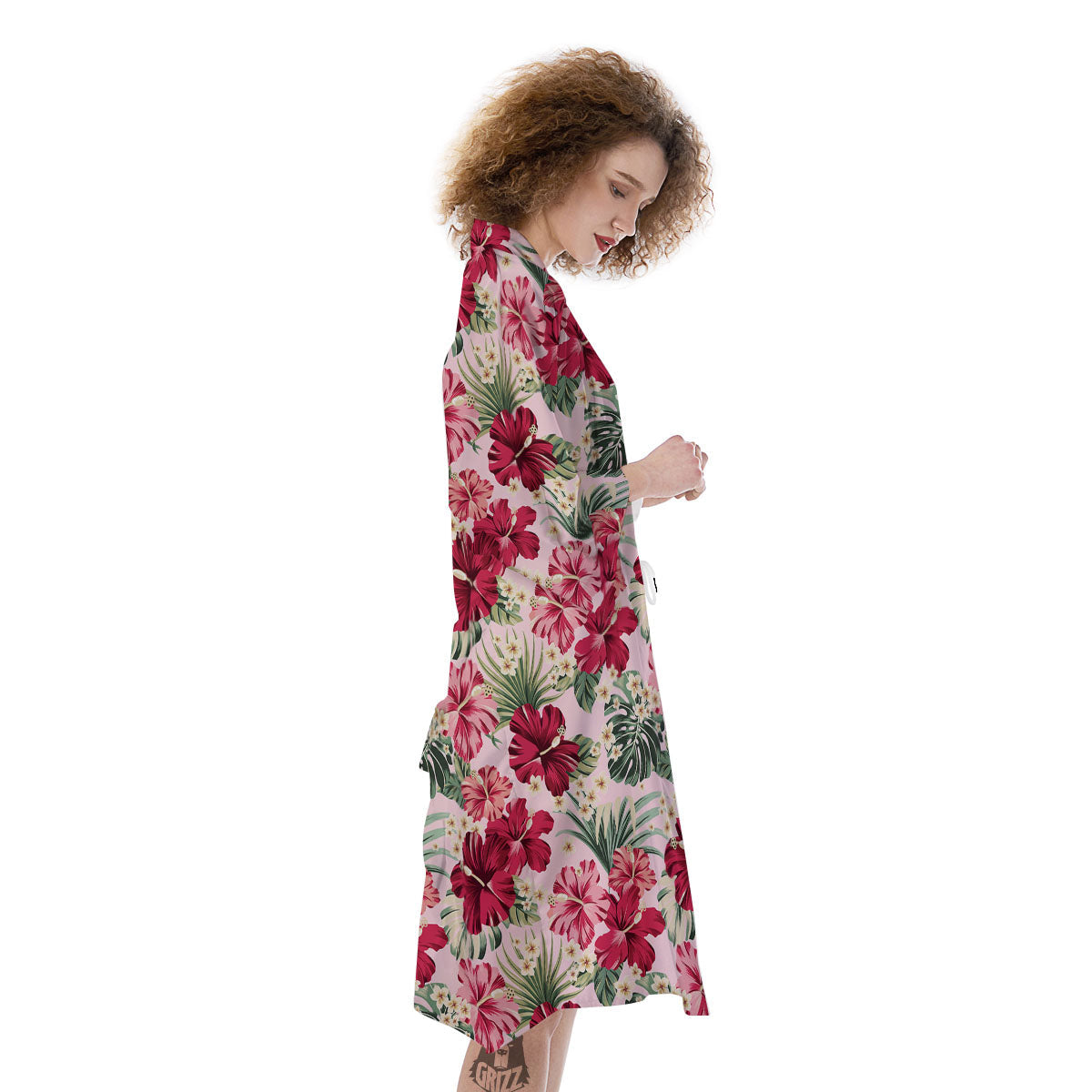 Floral Hibiscus Flower Print Pattern Kimono-grizzshop