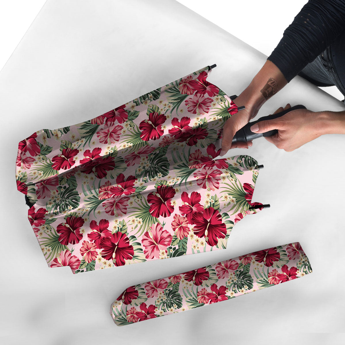 Floral Hibiscus Flower Print Pattern Umbrella-grizzshop