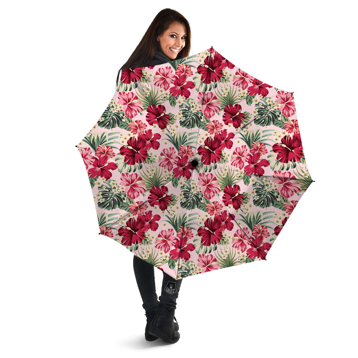 Floral Hibiscus Flower Print Pattern Umbrella-grizzshop