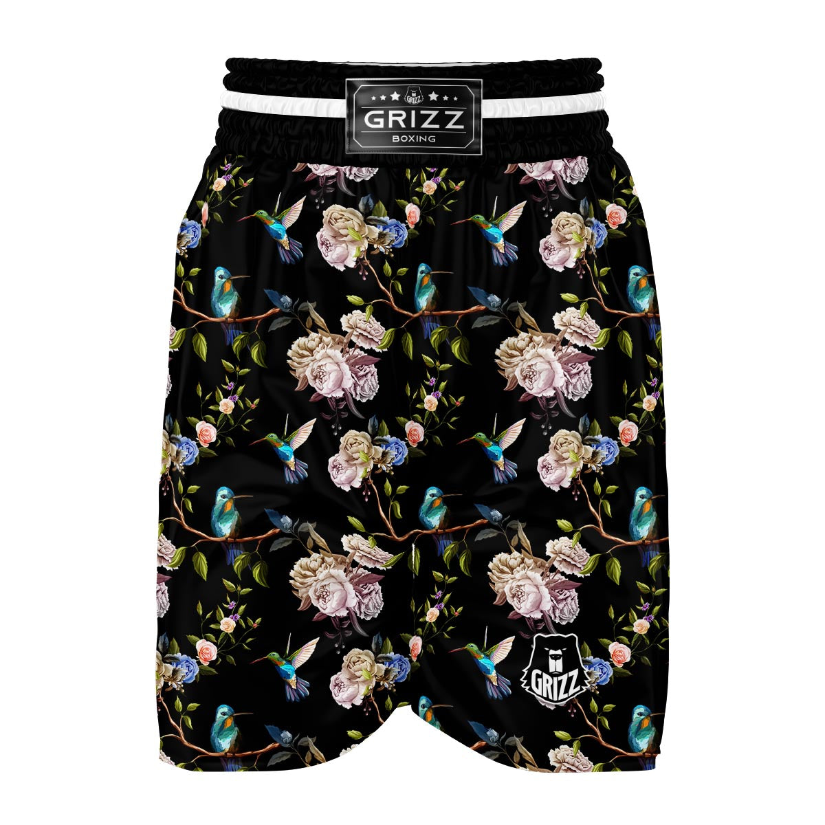 Floral Hummingbird Boxing Shorts-grizzshop