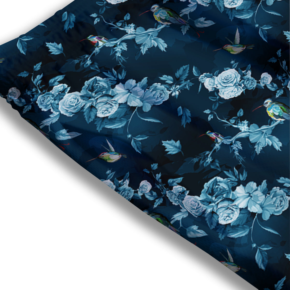 Floral Hummingbird Dark Blue Print Mesh Shorts