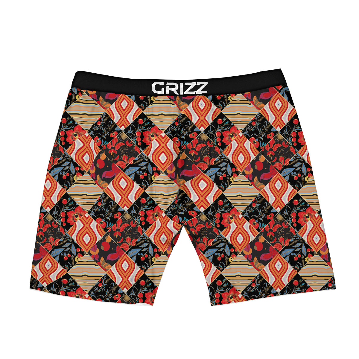 Floral Indian Patchwork Print Pattern Boxer Briefs-grizzshop