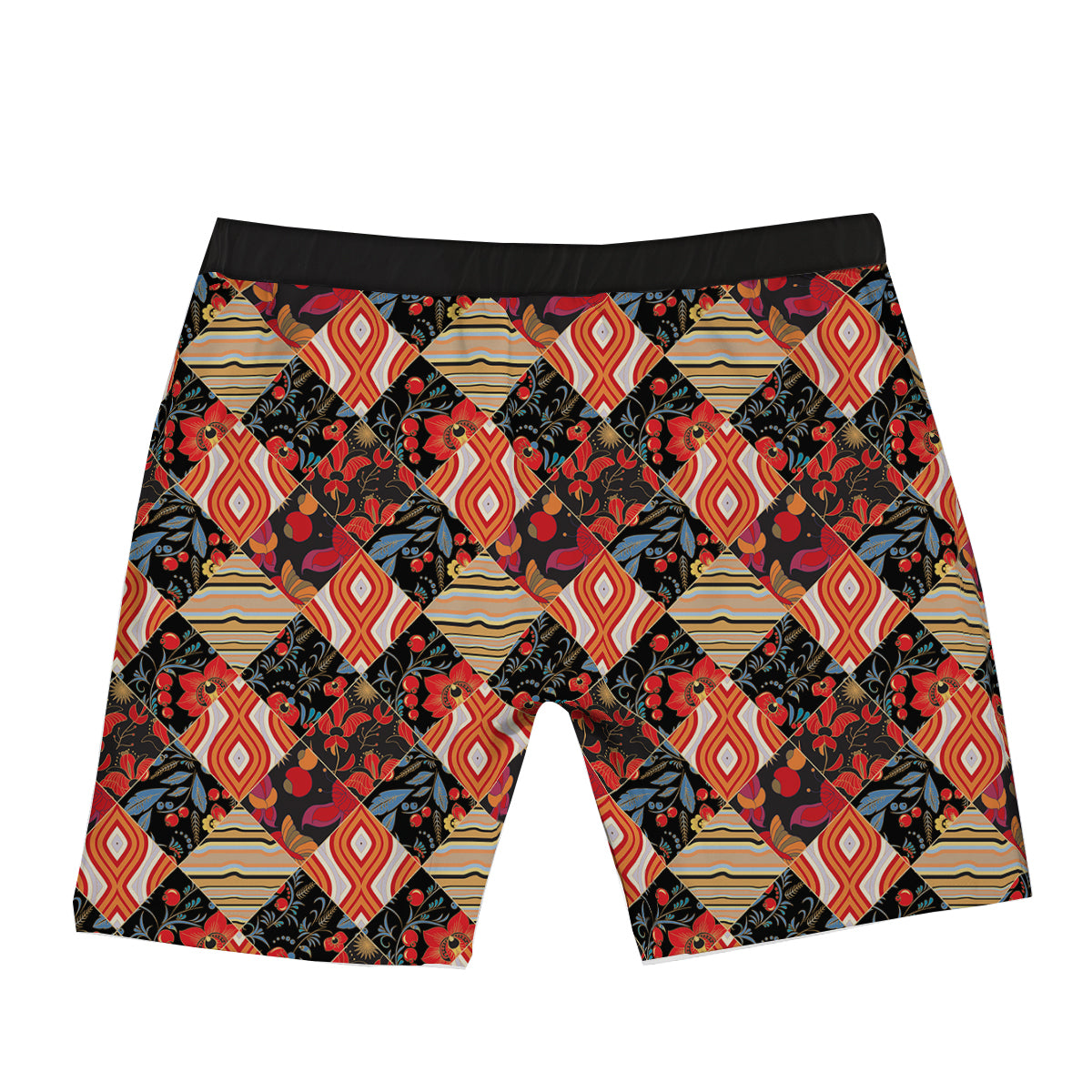 Floral Indian Patchwork Print Pattern Boxer Briefs-grizzshop