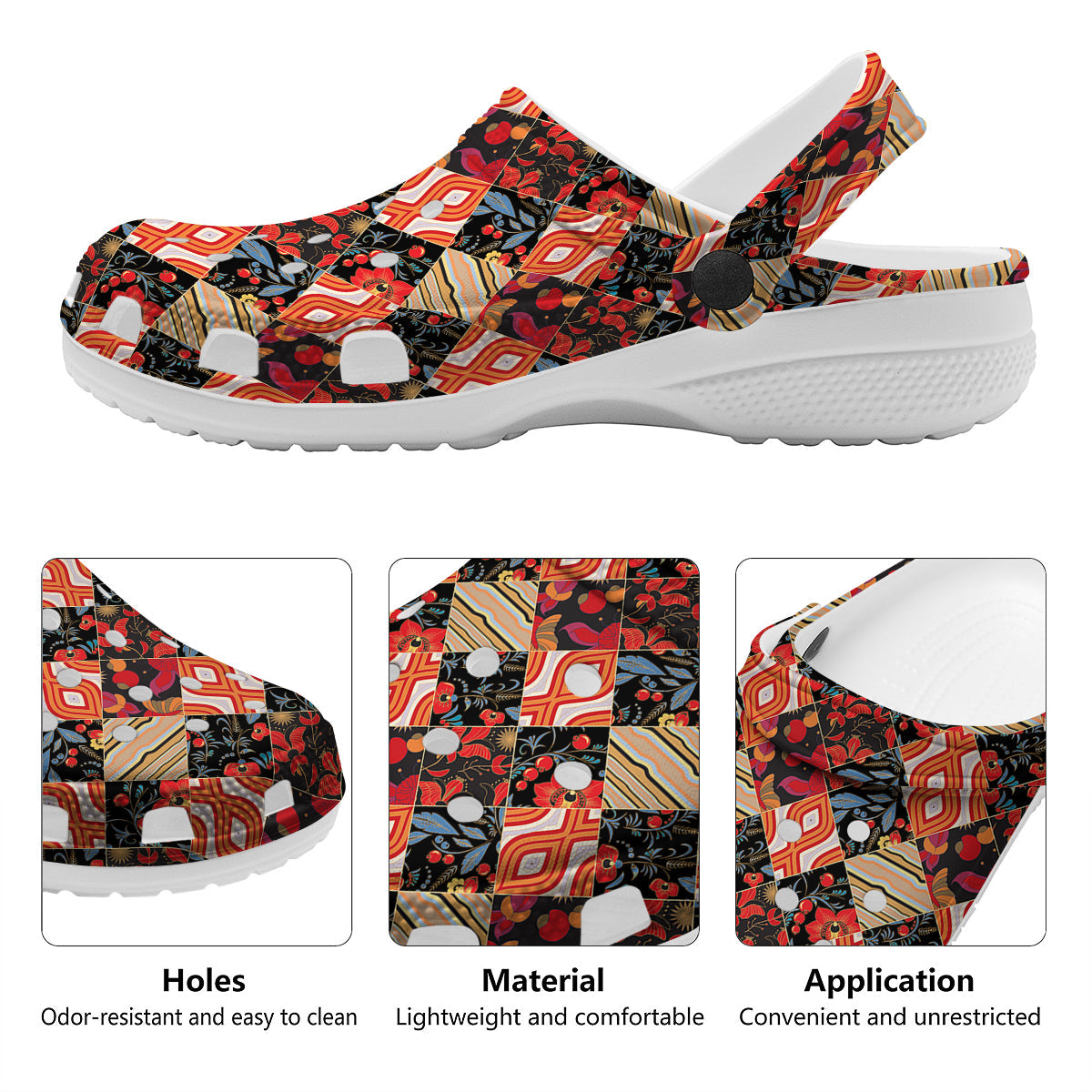 Floral Indian Patchwork Print Pattern Clog-grizzshop