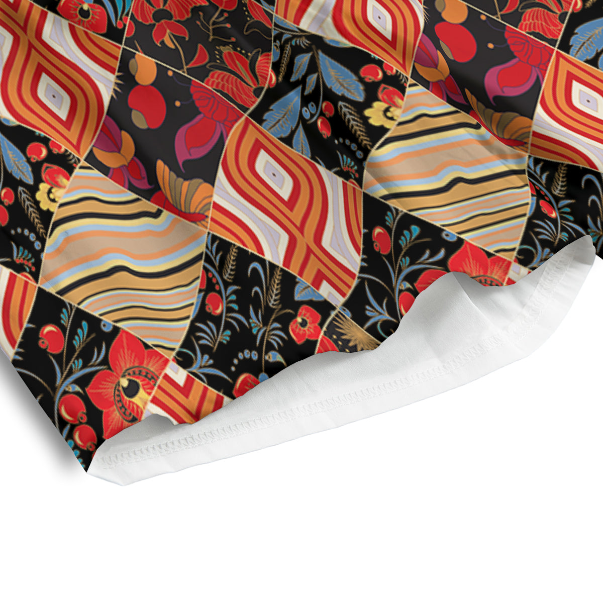 Floral Indian Patchwork Print Pattern Men's Athletic Shorts
