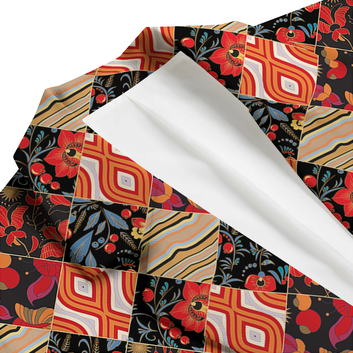 Floral Indian Patchwork Print Pattern Men's Blazer-grizzshop