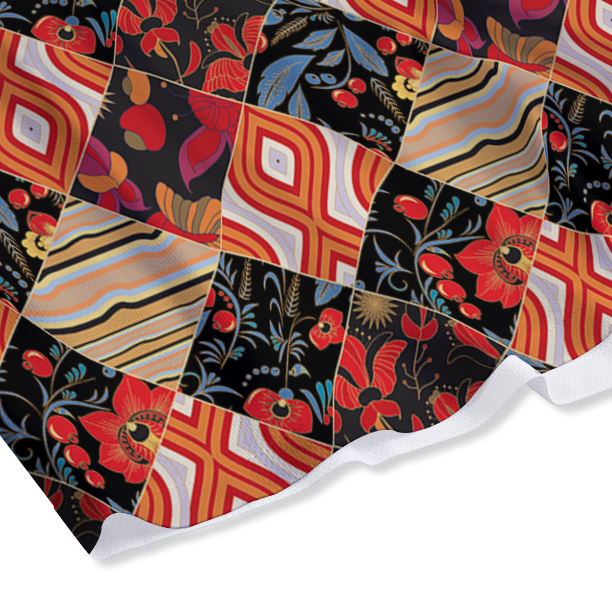 Floral Indian Patchwork Print Pattern Mesh Shorts-grizzshop