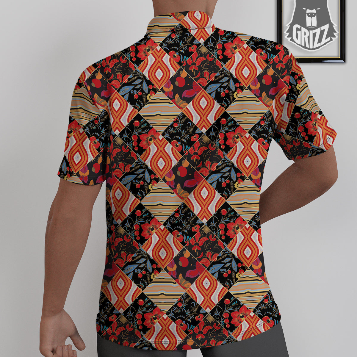 Floral Indian Patchwork Print Pattern Untucked Shirts-grizzshop