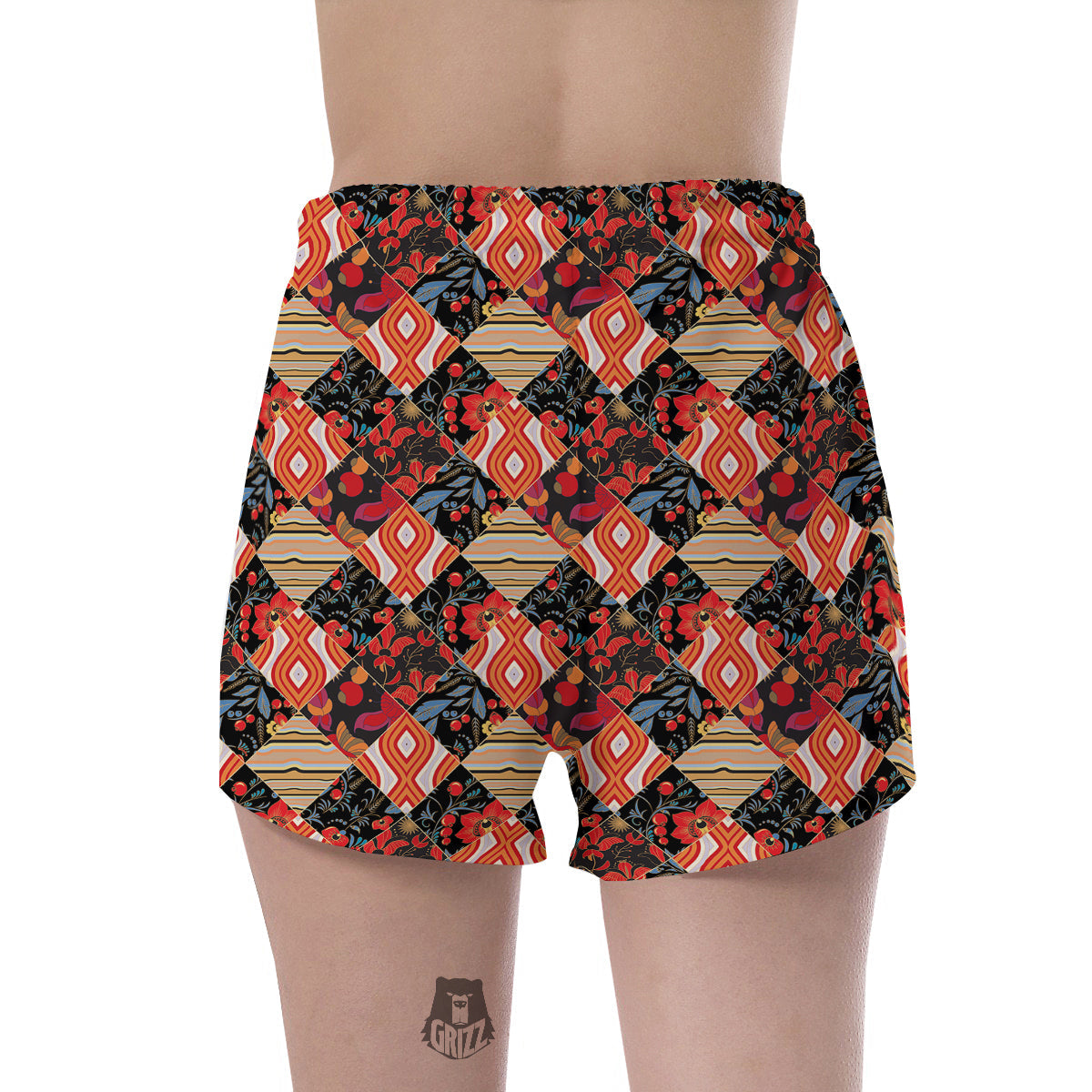 Floral Indian Patchwork Print Pattern Women's Shorts-grizzshop