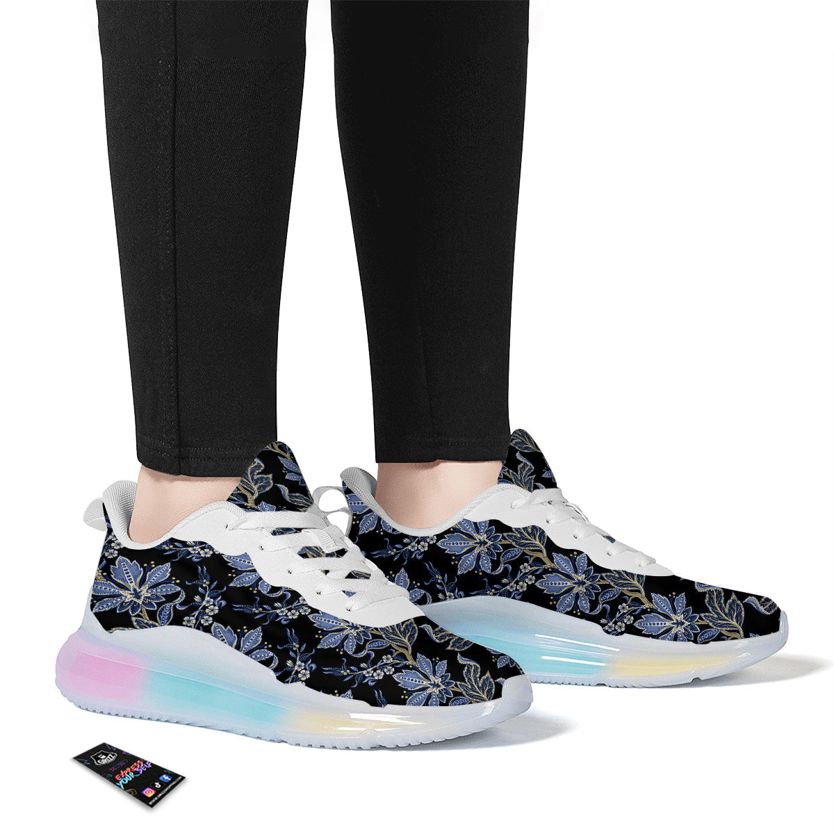 Floral Indian Vintage Print Pattern Running Sneakers-grizzshop