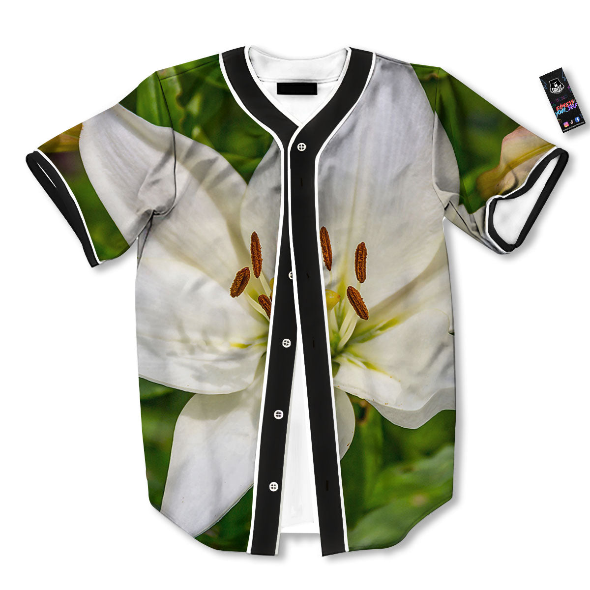 Floral Lily Print Baseball Jersey-grizzshop
