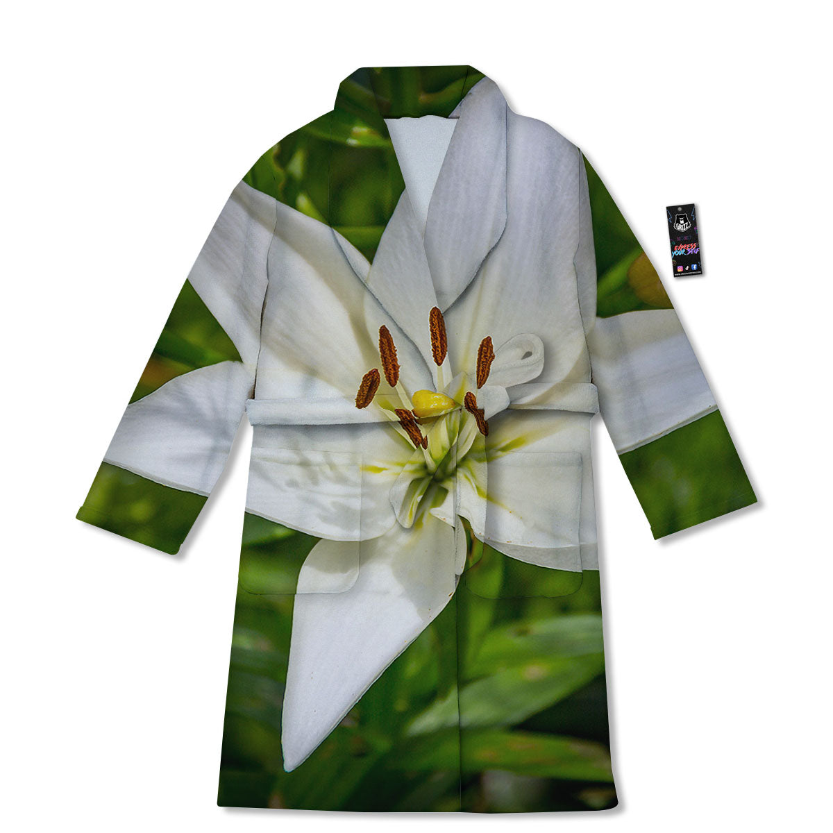 Floral Lily Print Bathrobe-grizzshop