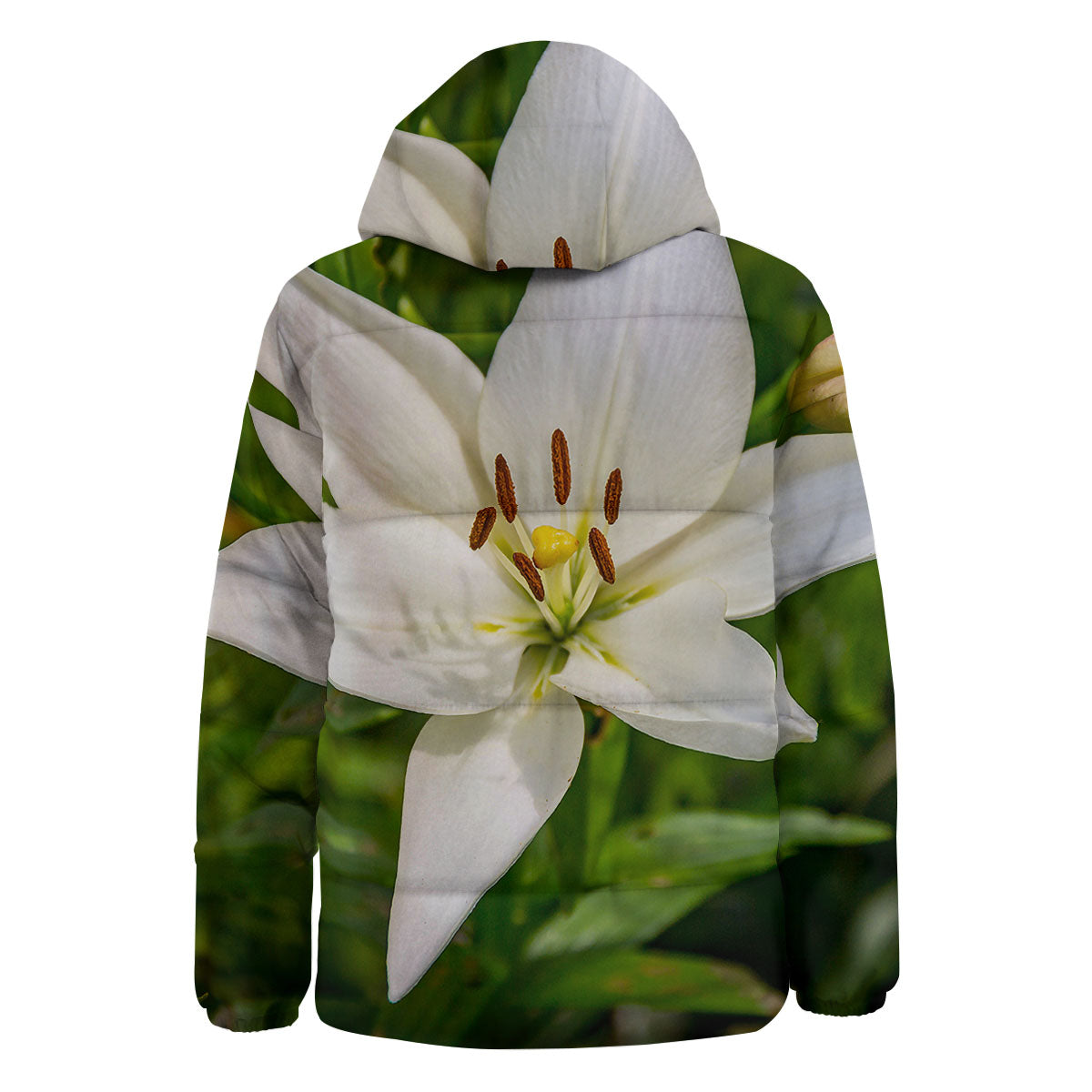 Floral Lily Print Down Jacket-grizzshop