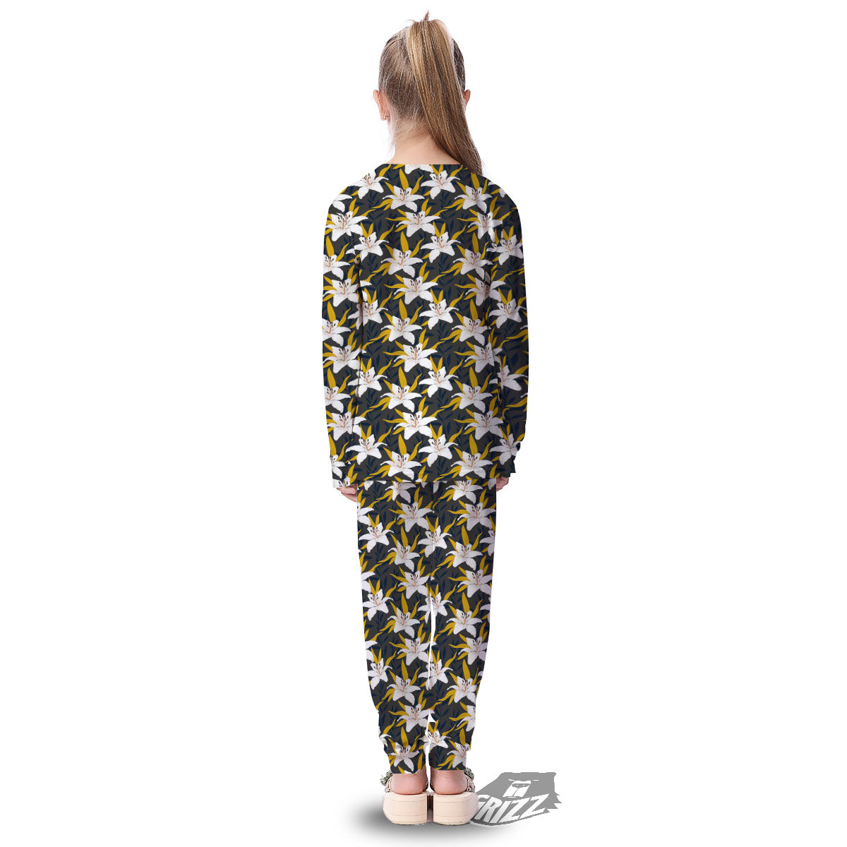 Floral Lily Print Pattern Kid's Pajamas-grizzshop