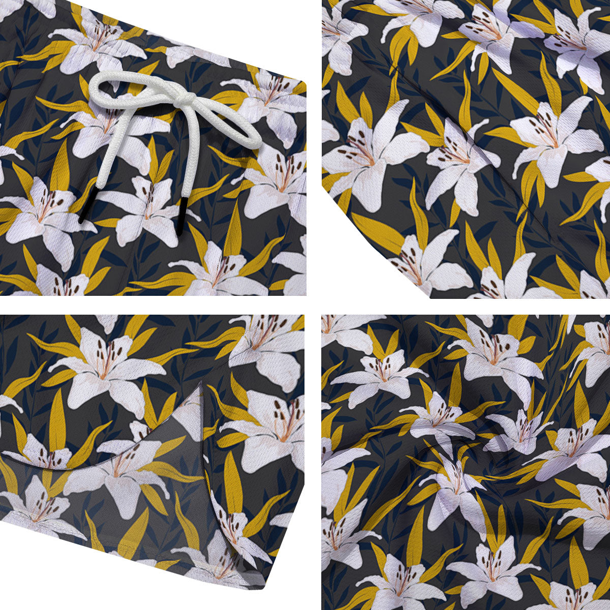 Floral Lily Print Pattern Men's Running Shorts-grizzshop