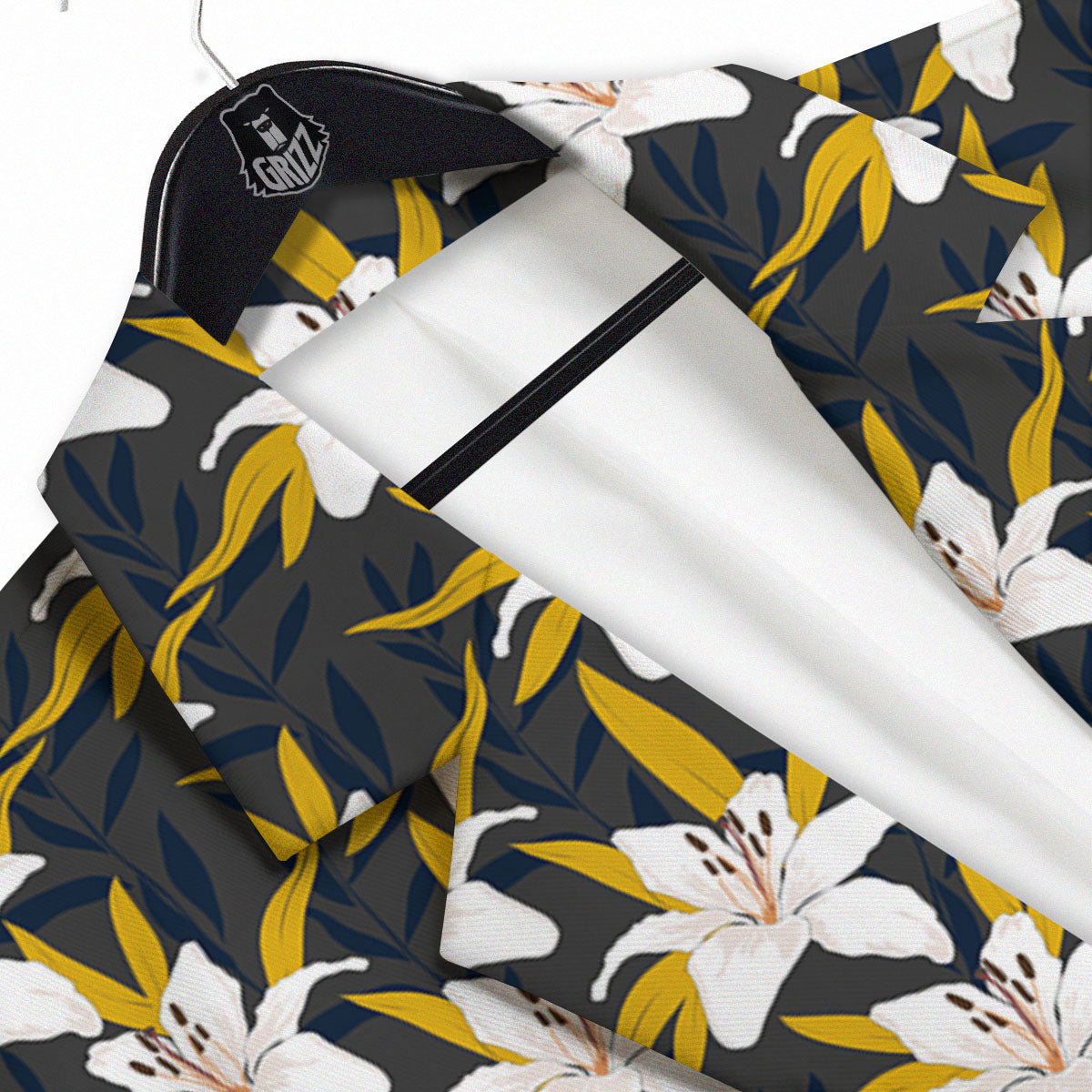 Floral Lily Print Pattern Men's Sport Coat-grizzshop