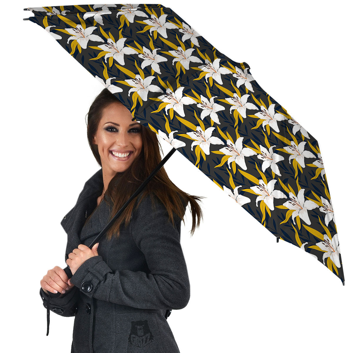Floral Lily Print Pattern Umbrella-grizzshop