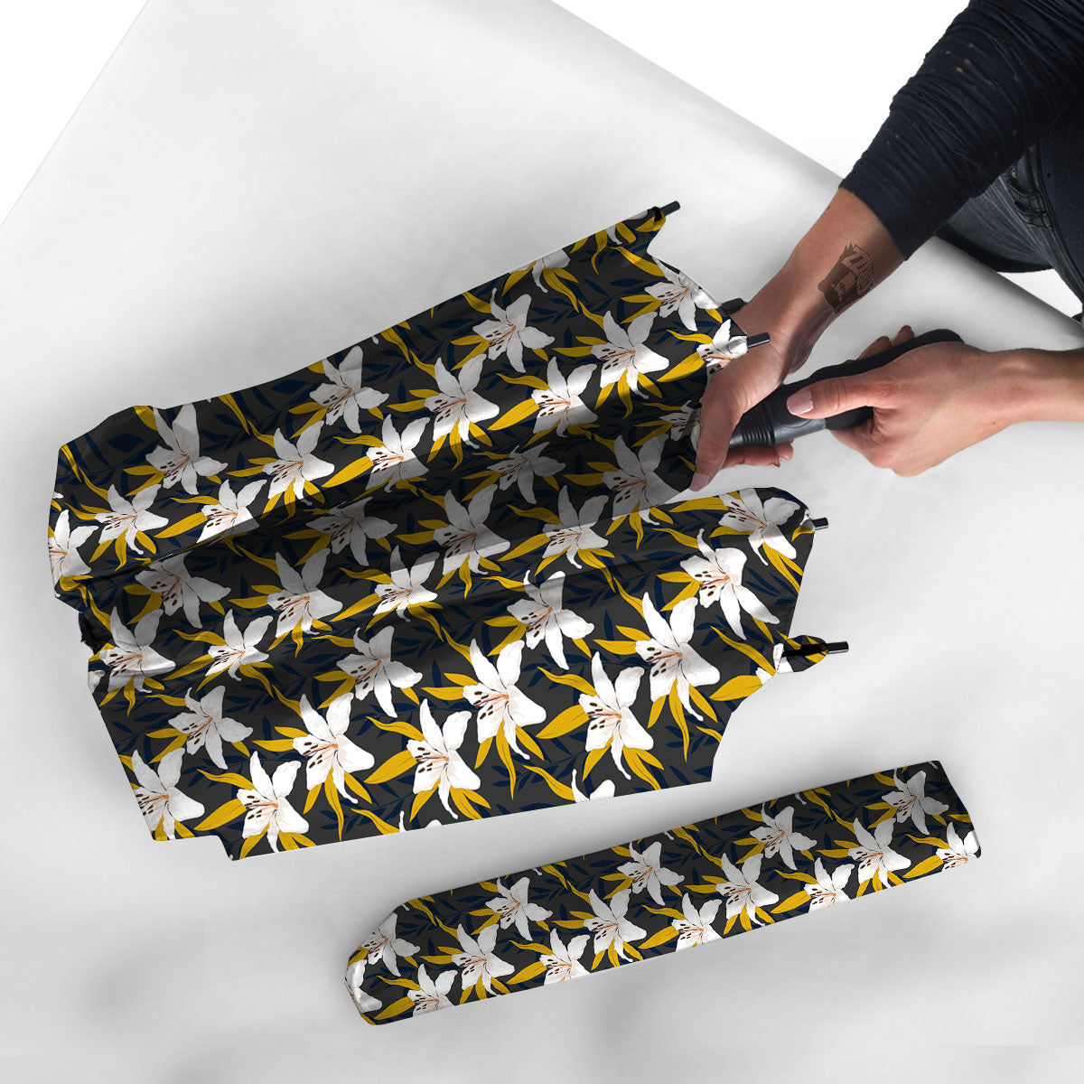 Floral Lily Print Pattern Umbrella-grizzshop