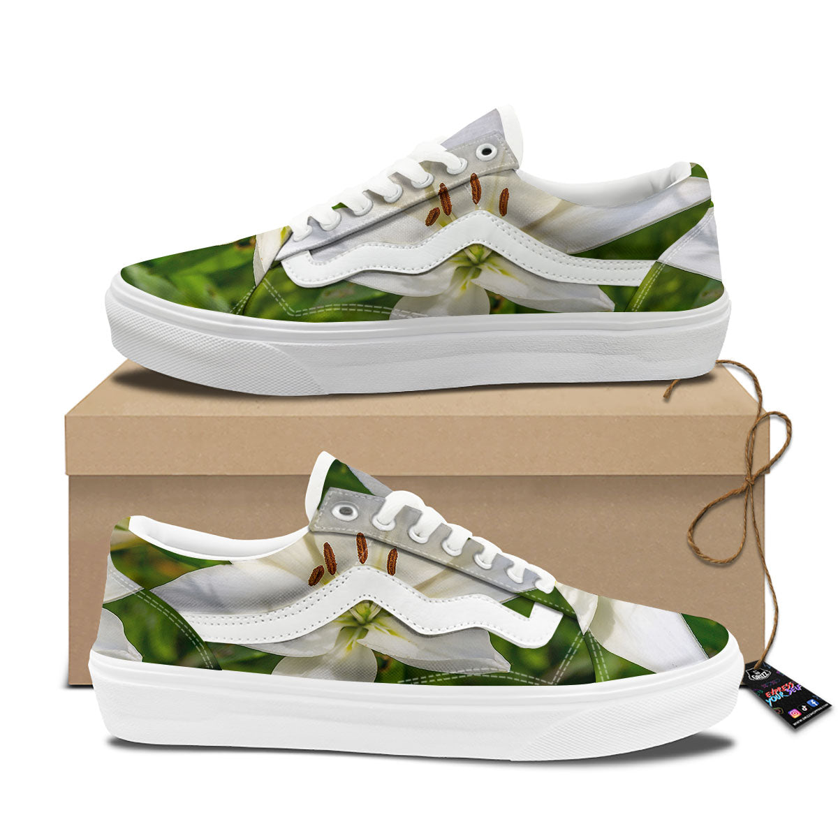 Floral Lily Print Skate Shoes-grizzshop