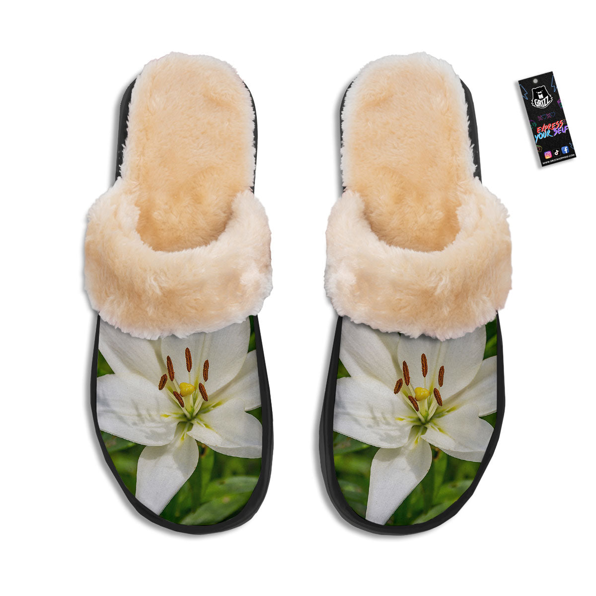 Floral Lily Print Slippers-grizzshop