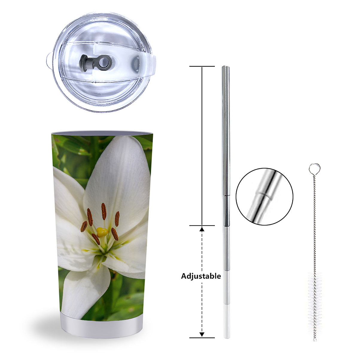 Floral Lily Print Tumbler-grizzshop