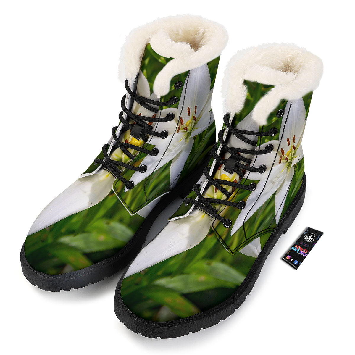 Floral Lily Print Winter Boots-grizzshop