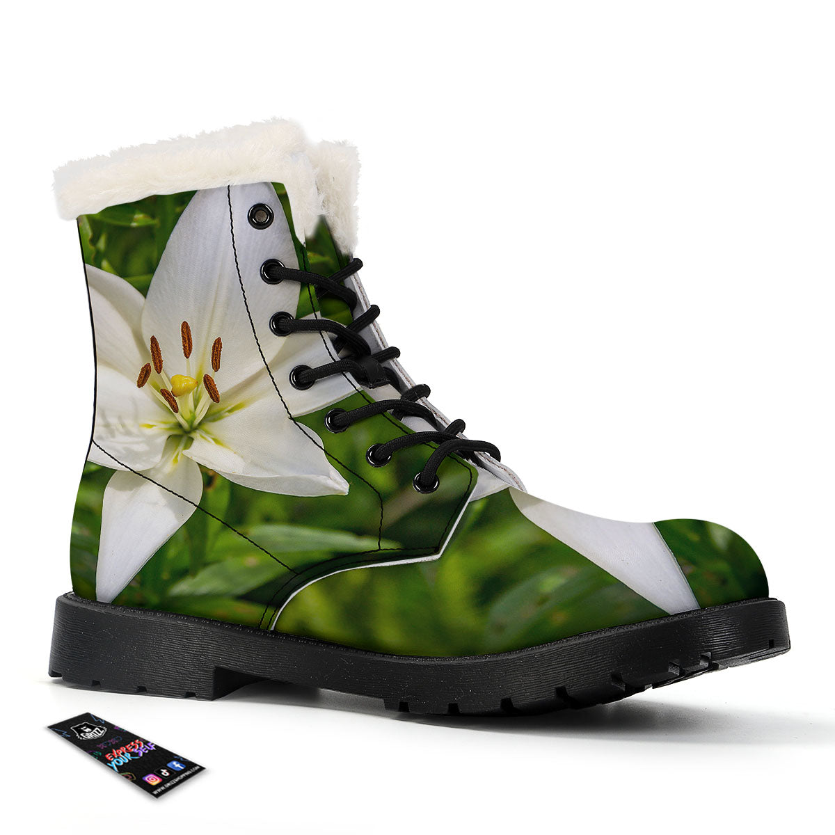 Floral Lily Print Winter Boots-grizzshop
