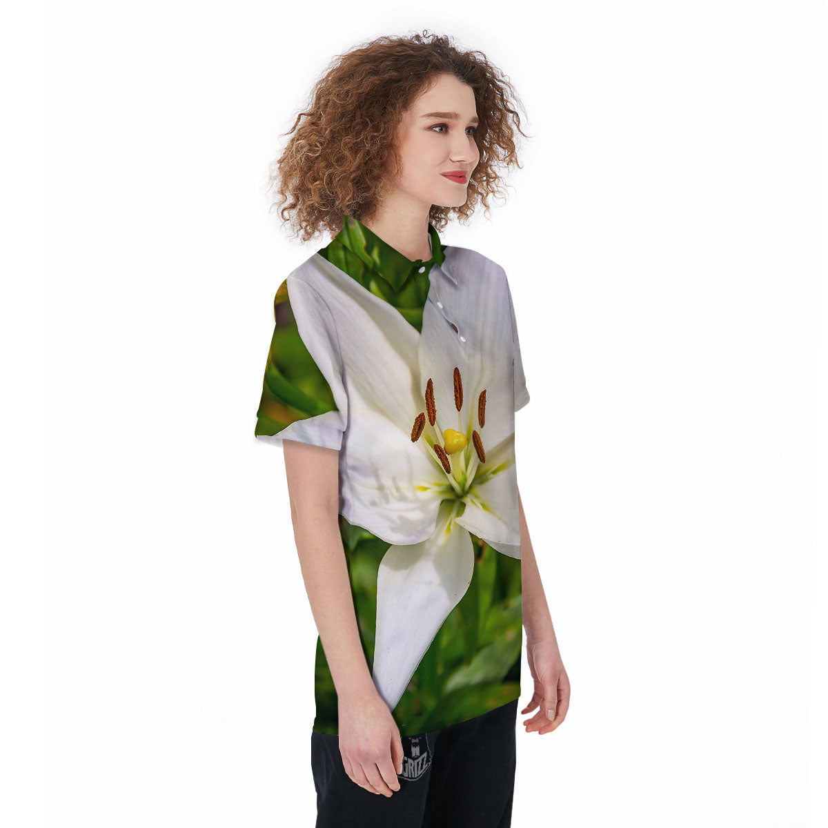 Floral Lily Print Women's Golf Shirts-grizzshop