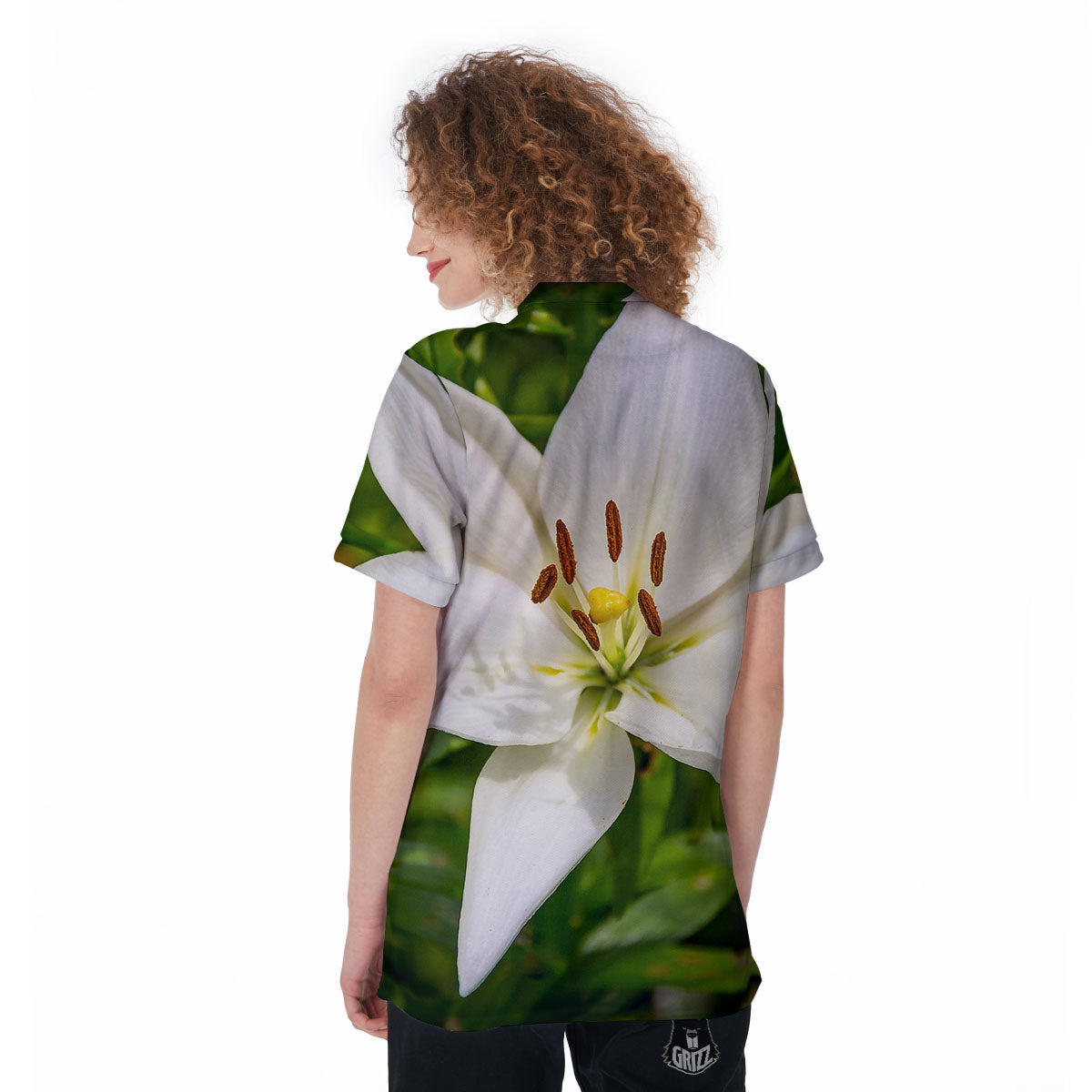 Floral Lily Print Women's Golf Shirts-grizzshop