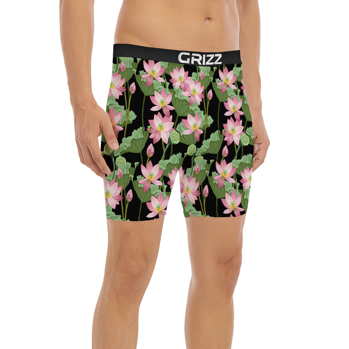 Floral Lotus Vintage Print Pattern Boxer Briefs-grizzshop