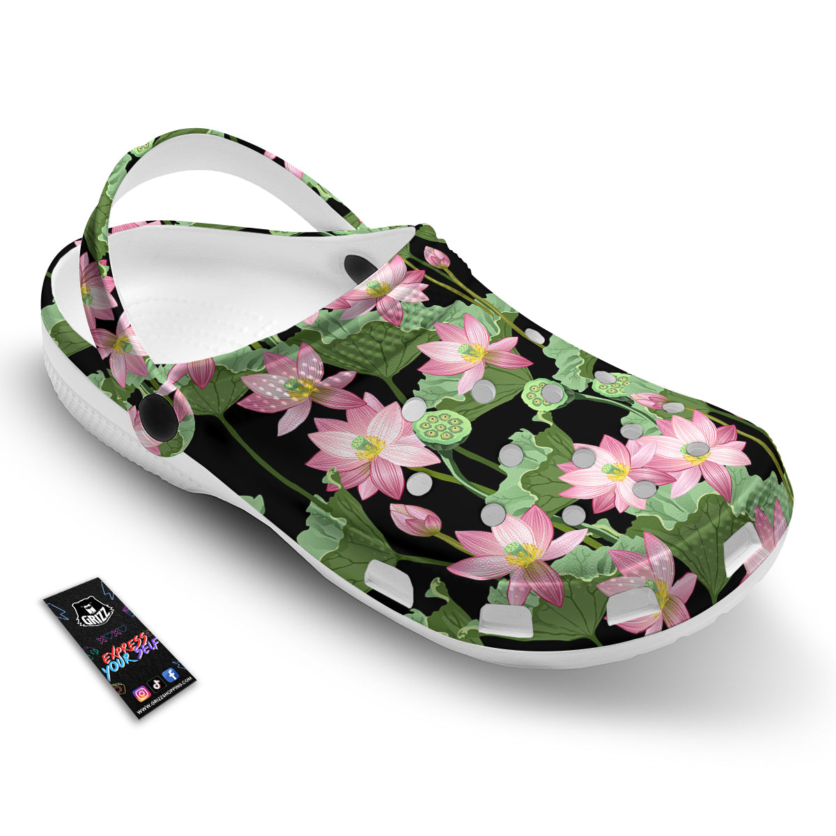 Floral Lotus Vintage Print Pattern Clog-grizzshop