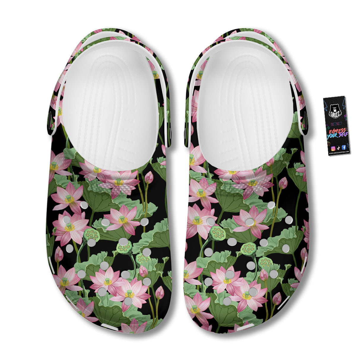 Floral Lotus Vintage Print Pattern Clog-grizzshop