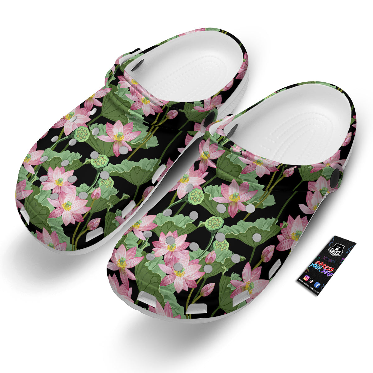 Floral Lotus Vintage Print Pattern Clog-grizzshop