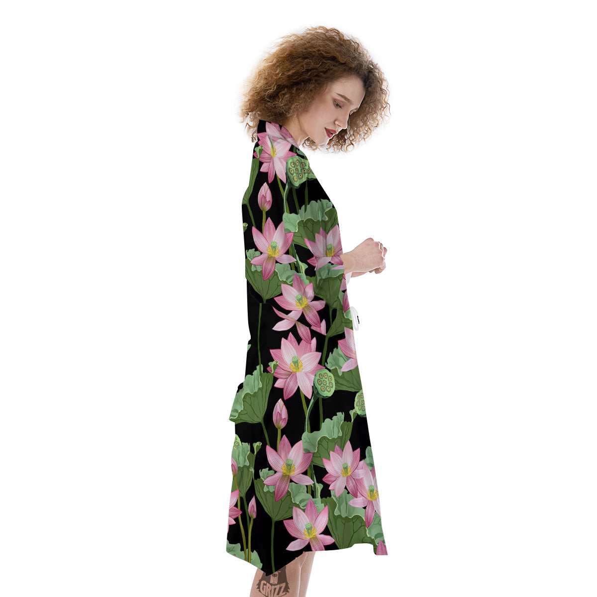 Floral Lotus Vintage Print Pattern Kimono-grizzshop