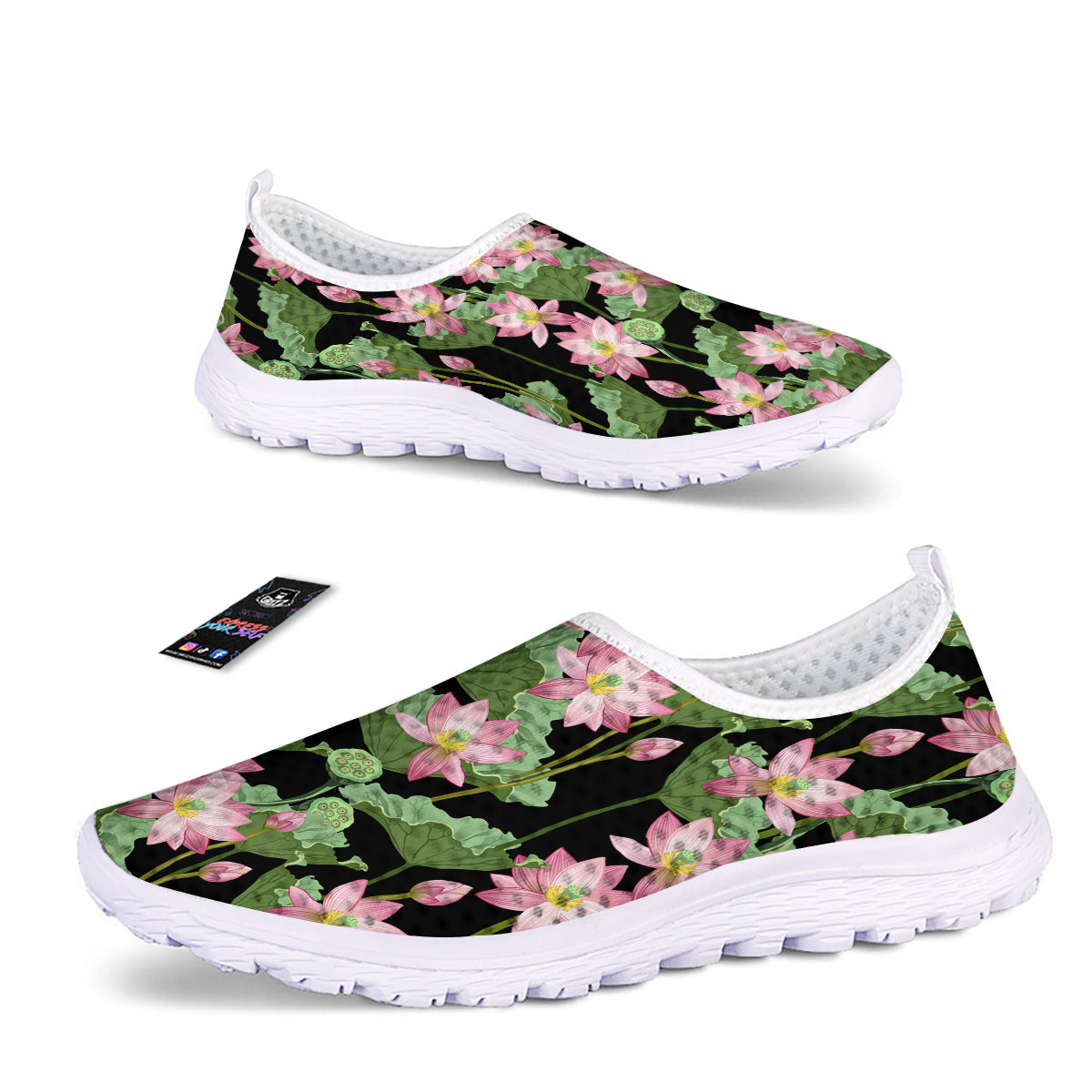 Floral Lotus Vintage Print Pattern Nurse Shoes-grizzshop