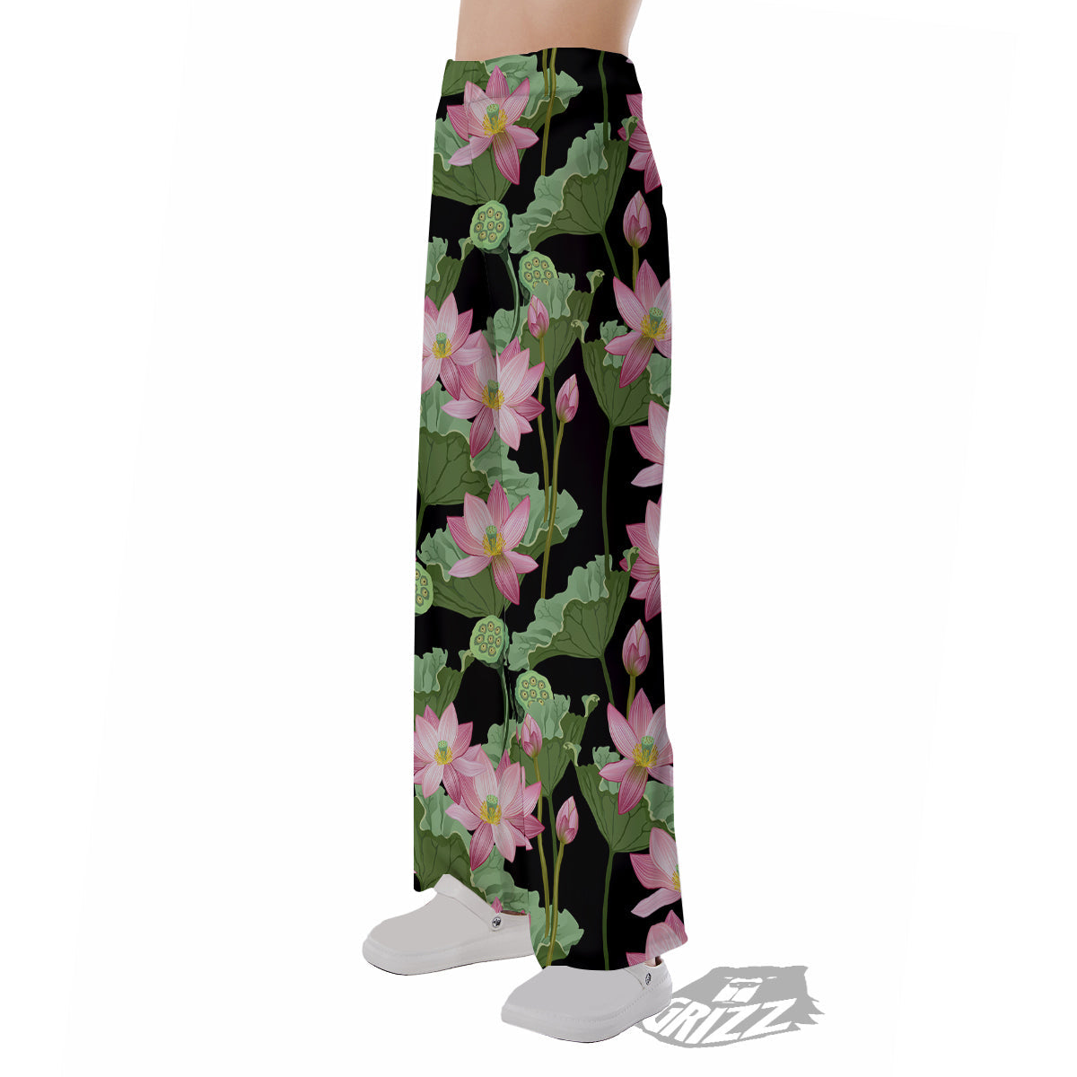 Floral Lotus Vintage Print Pattern Pajama Pants-grizzshop