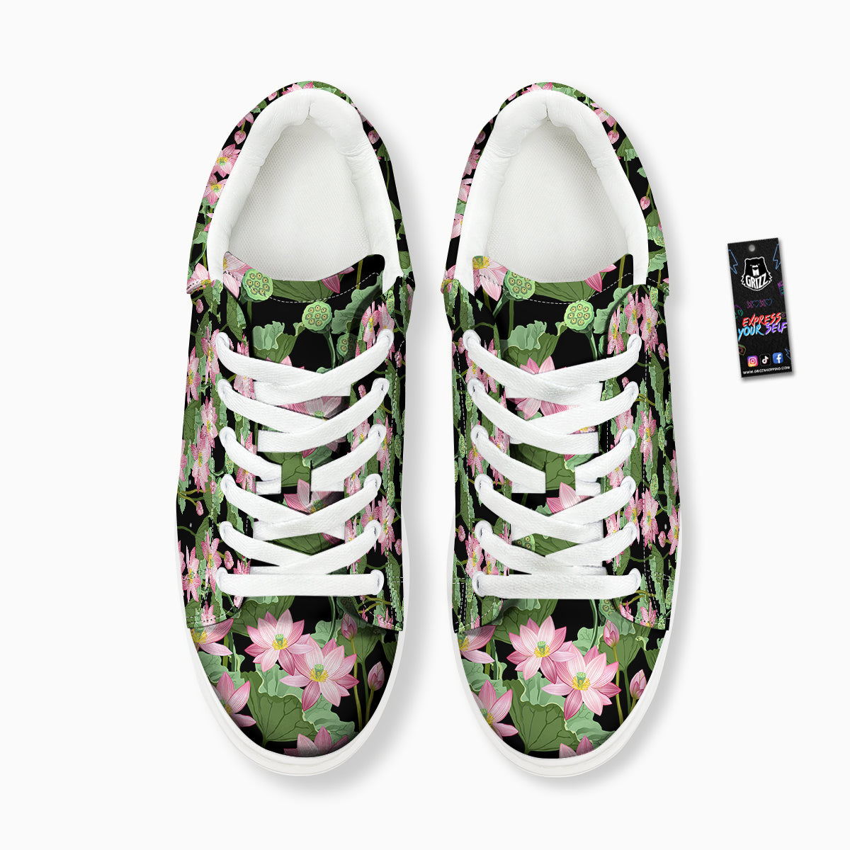 Floral Lotus Vintage Print Pattern Platform Shoes-grizzshop