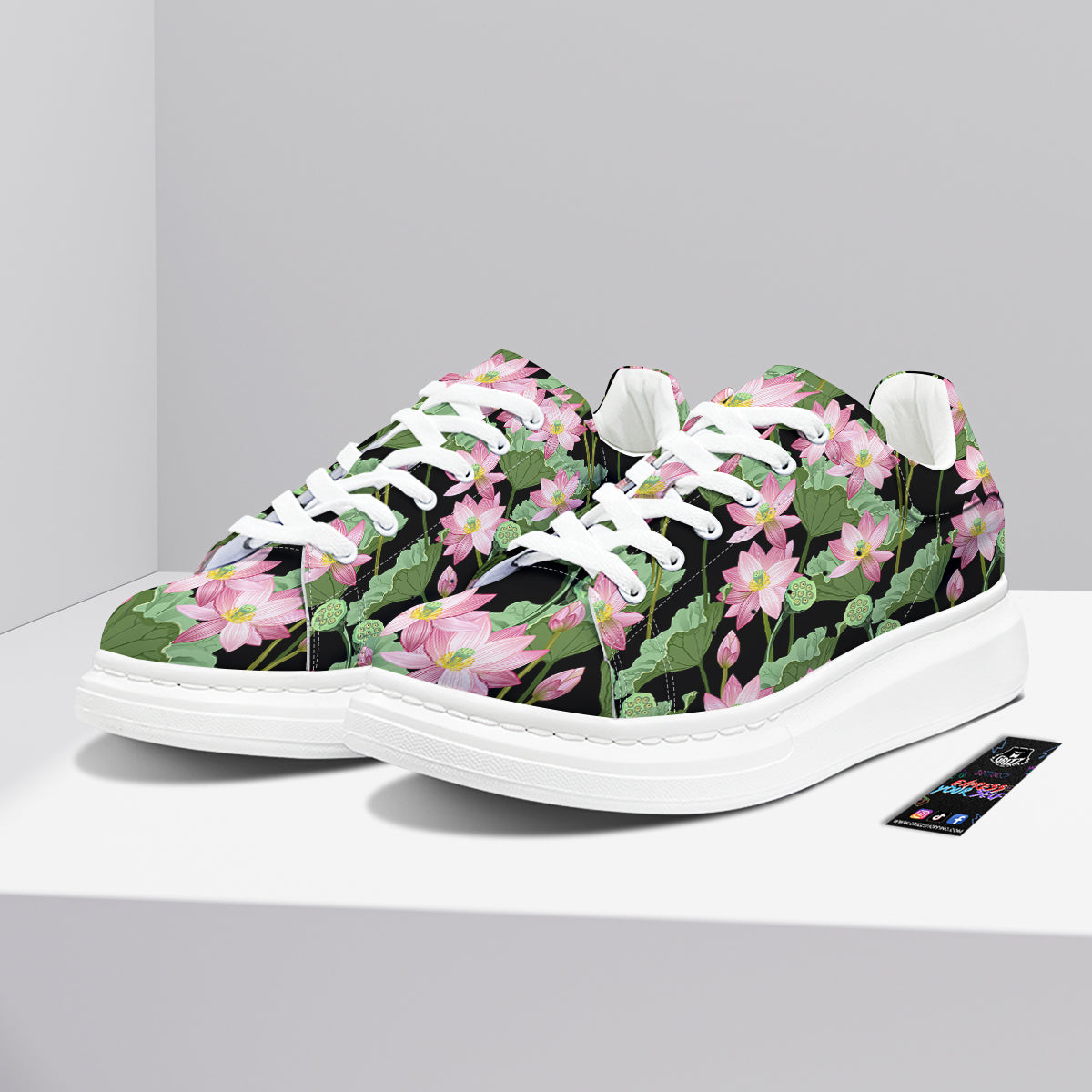 Floral Lotus Vintage Print Pattern Platform Shoes-grizzshop