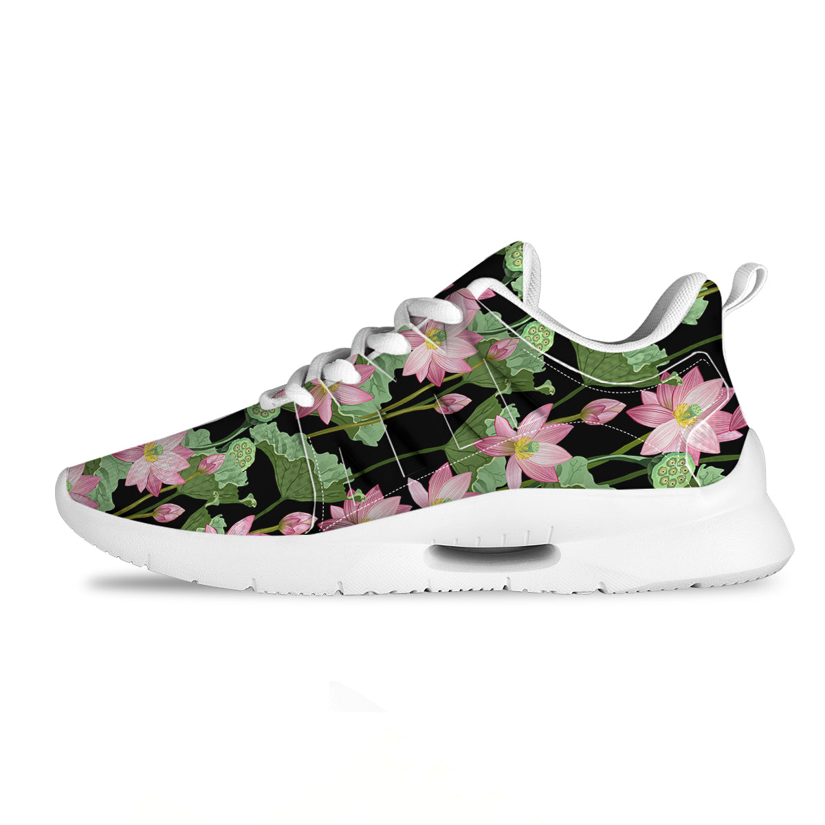 Floral Lotus Vintage Print Pattern Tennis Shoes-grizzshop