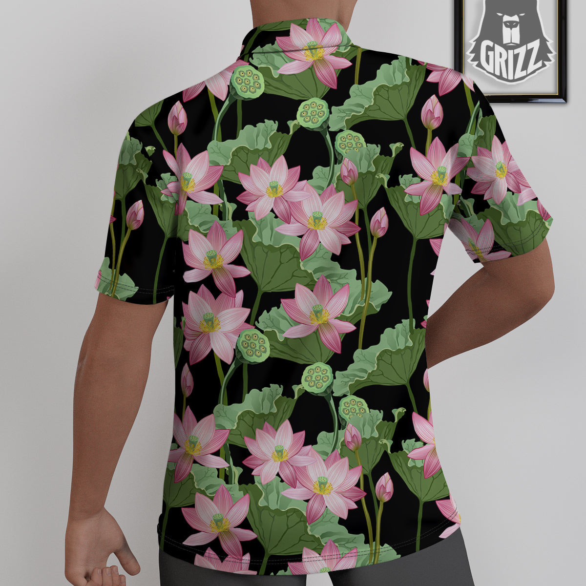 Floral Lotus Vintage Print Pattern Untucked Shirts-grizzshop