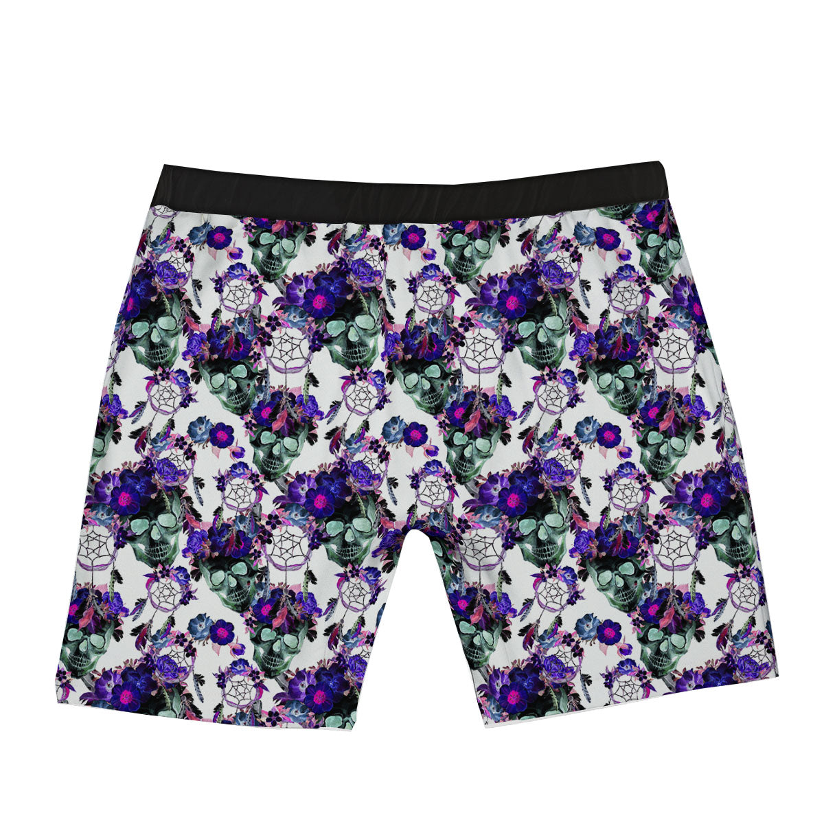 Floral Neon Skull Print Pattern Boxer Briefs-grizzshop