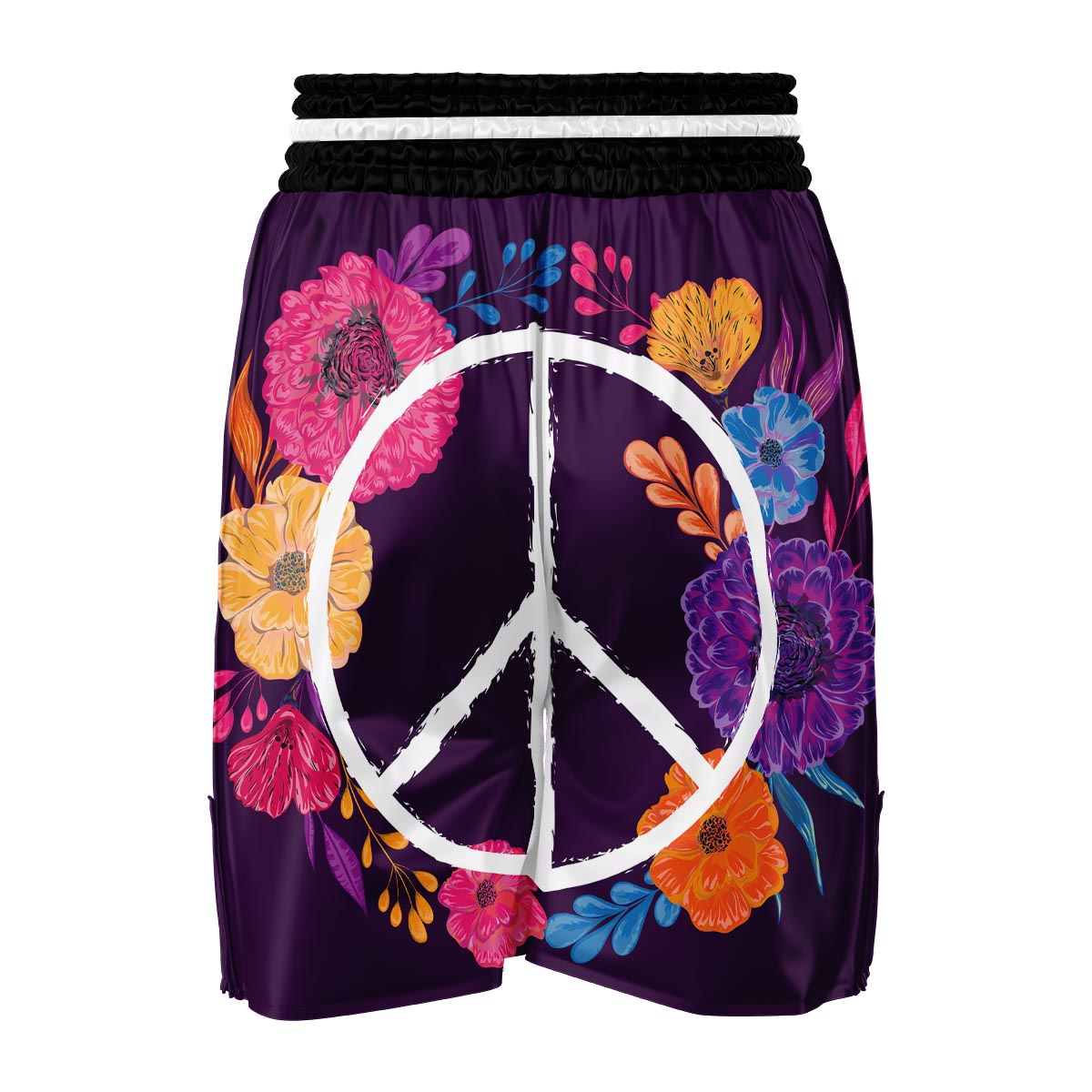 Floral Peace Sign Boxing Shorts-grizzshop