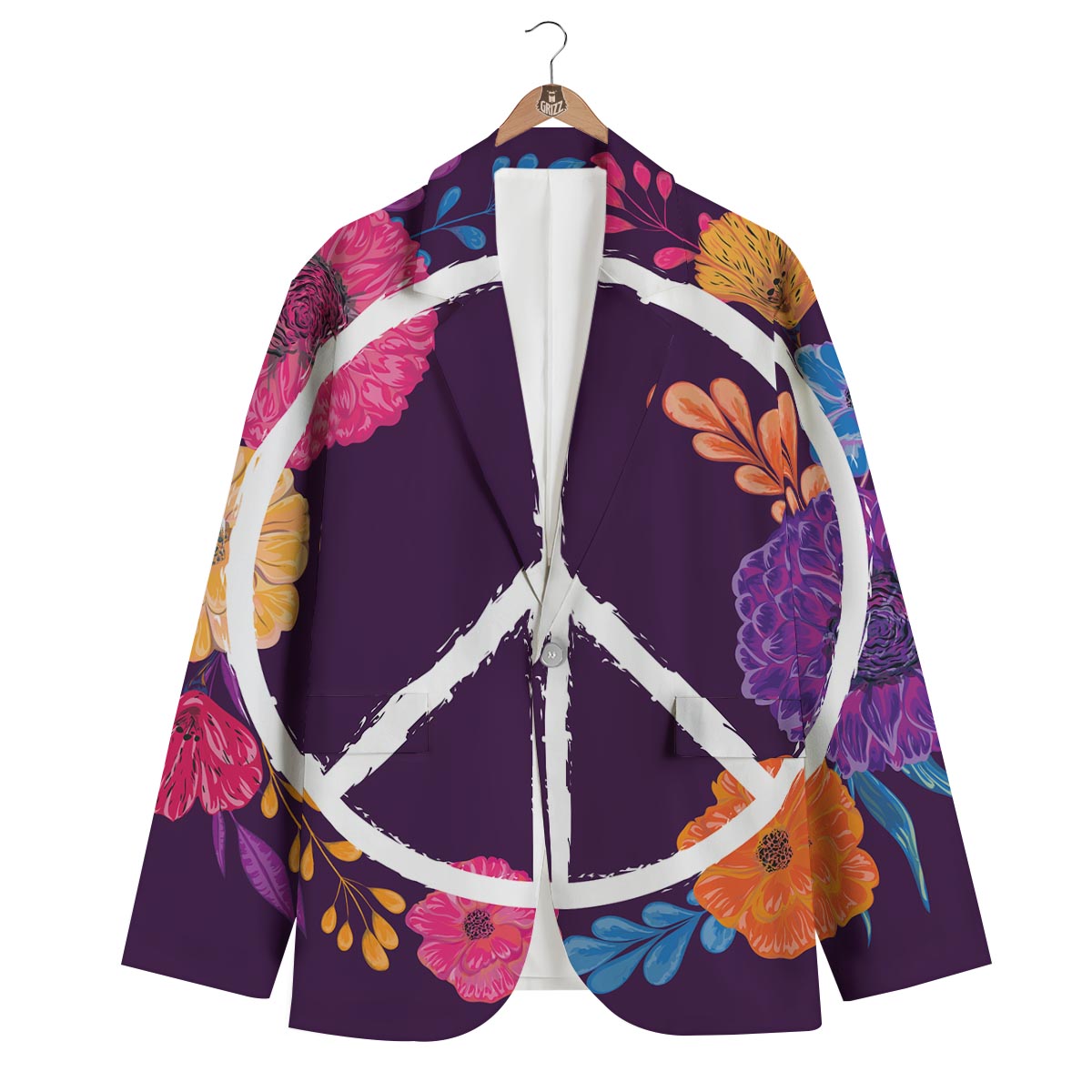 Floral Peace Sign Men's Blazer-grizzshop