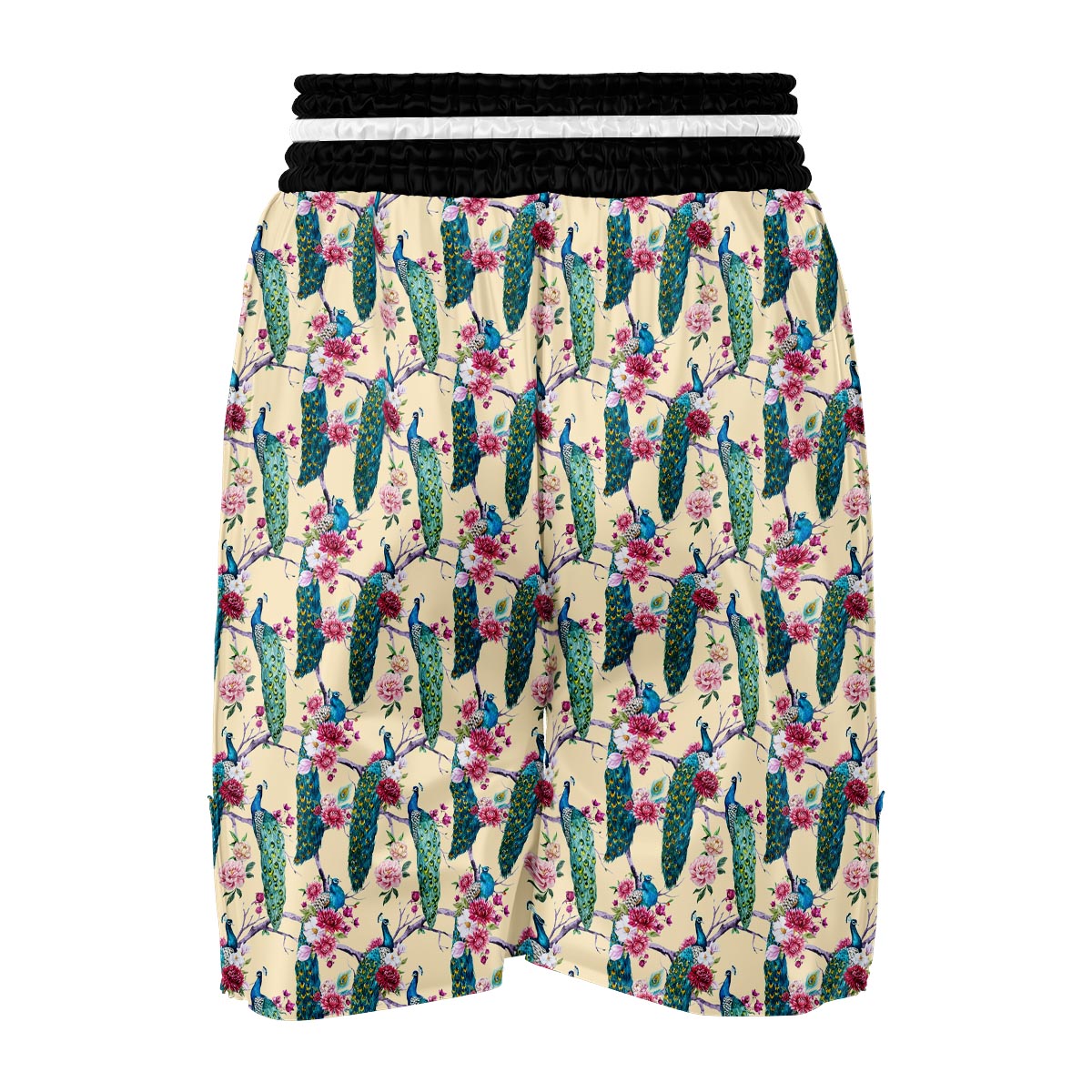 Floral Peacock Boxing Shorts-grizzshop
