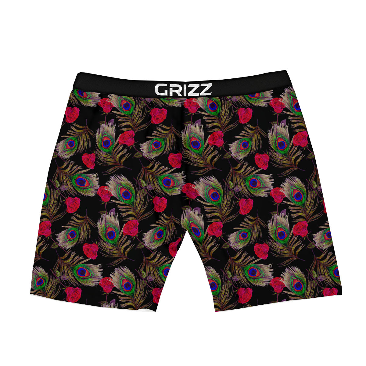 Floral Peacock Feather Print Pattern Boxer Briefs-grizzshop