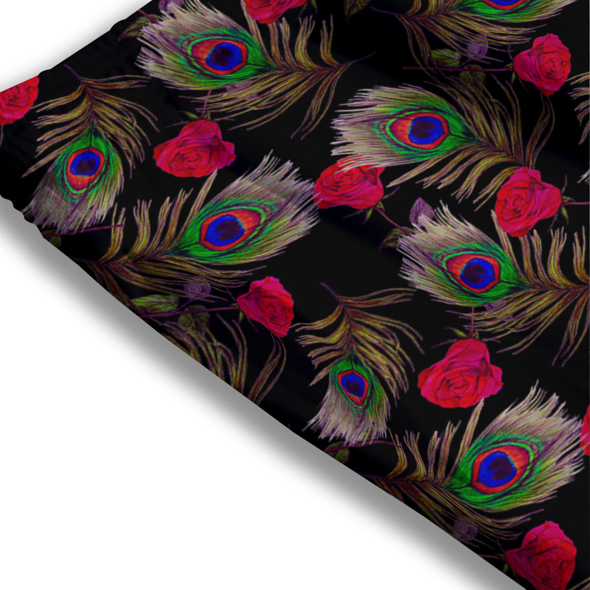 Floral Peacock Feather Print Pattern Mesh Shorts